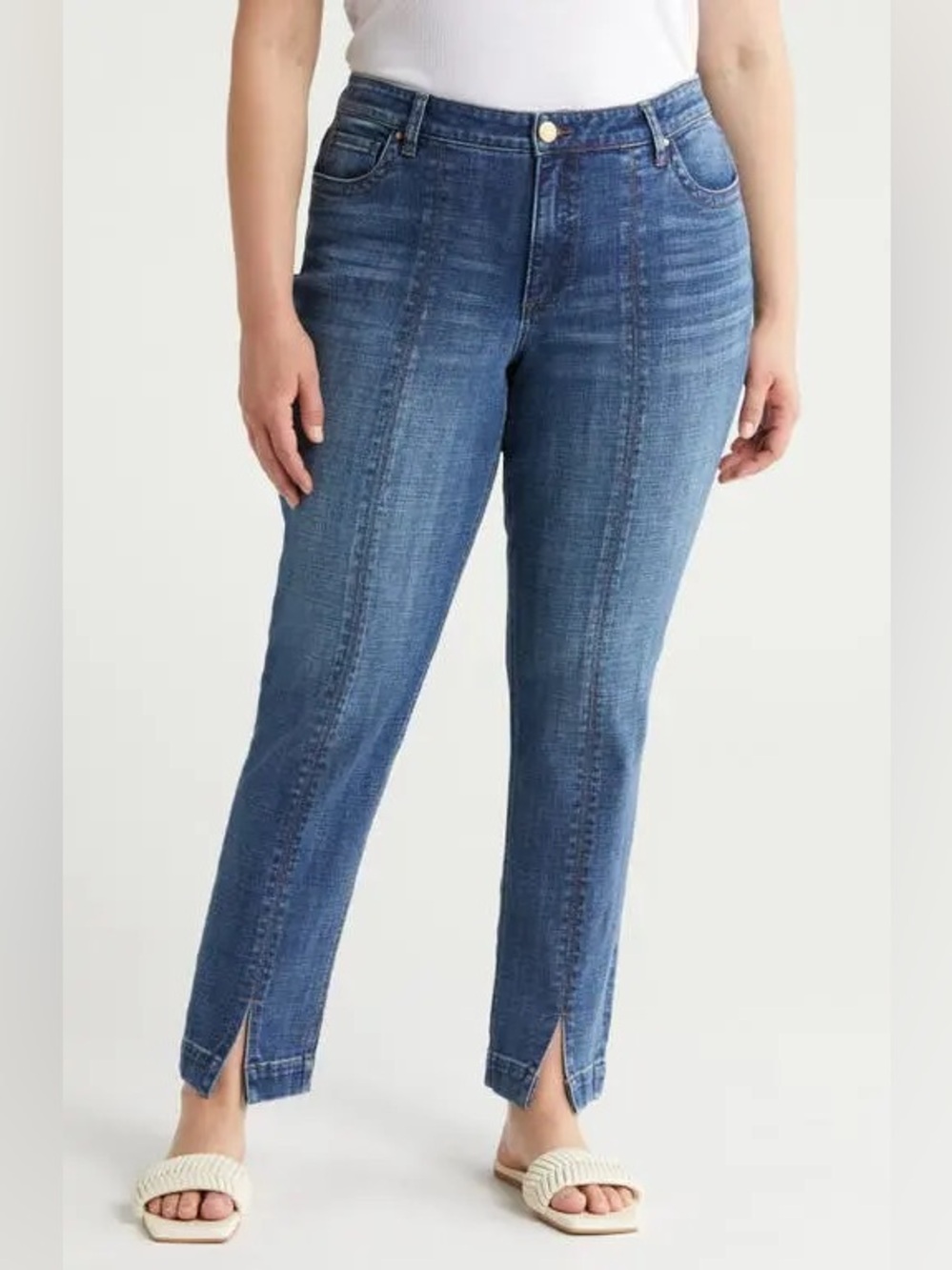 Kut from the Kloth Stevie Split Hem Ankle Straight Leg Denim Jeans 10 Evereve